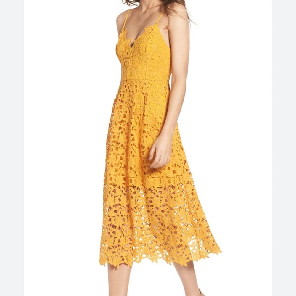 Nordstrom Astr Yellow Spaghetti Strap Sundress Midi - Picture 1 of 5